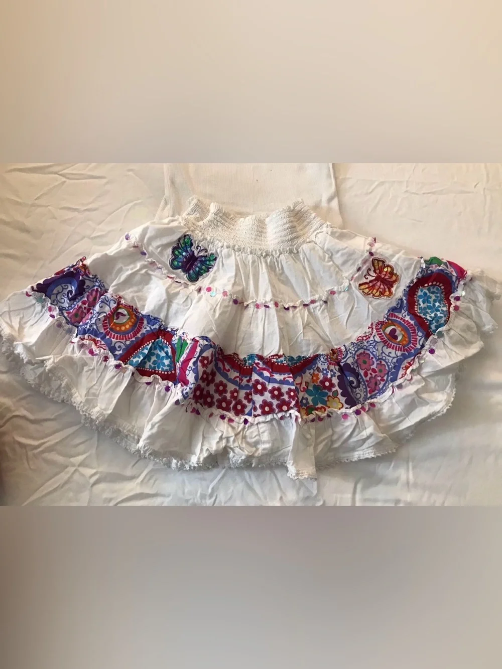 Limited Too White Tank Top Sz 10 White Butterfly Ruffle Skirt Girl Sz 6 Outfit